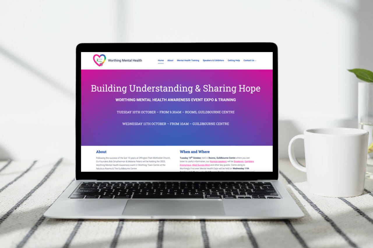 image of the website for Worthing Mental Health Expo in macbook