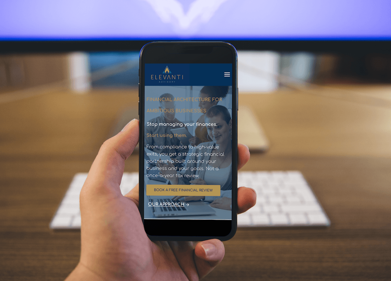 Elevanti mobile website mock up
