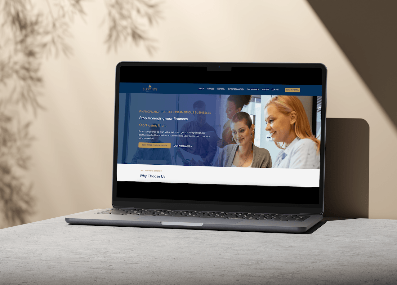 Elevanti website mock up